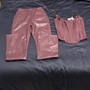 Victoria's Secret faux leather set  burgundy color